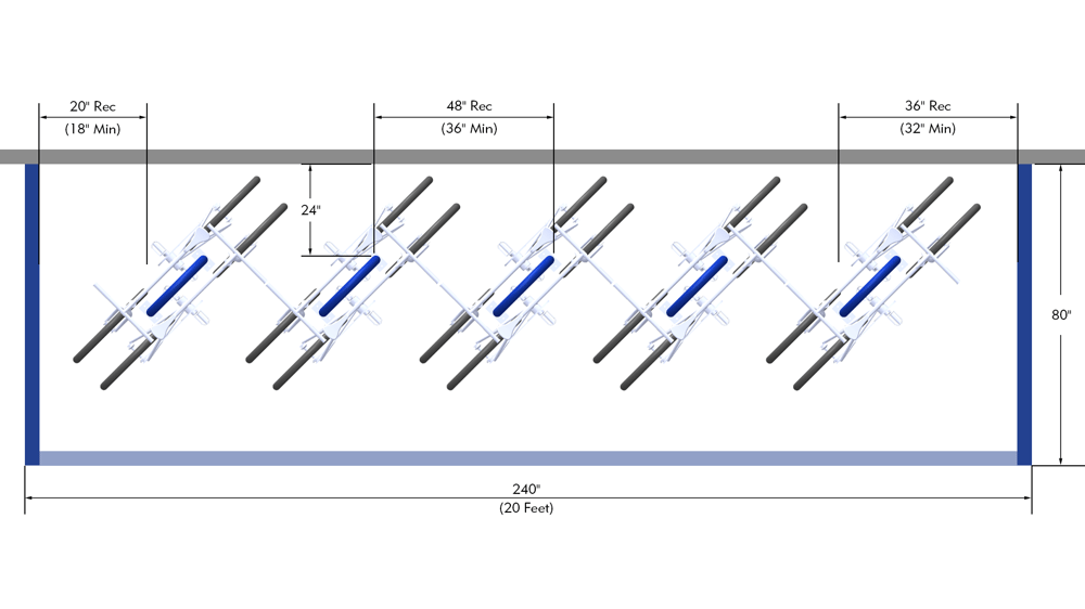 Bicycle Corral Layout with Racks Angled to the Curb