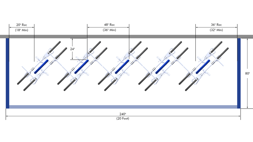 Bicycle Corral Layout with Racks Angled to the Curb