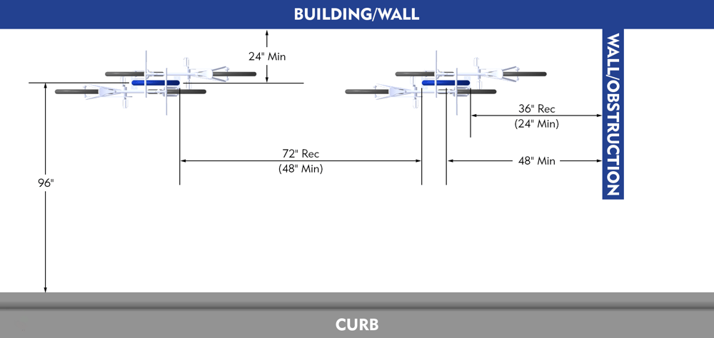 Bike Parking Dimensions Racks Parallel to Curb Curb Walkway Layout