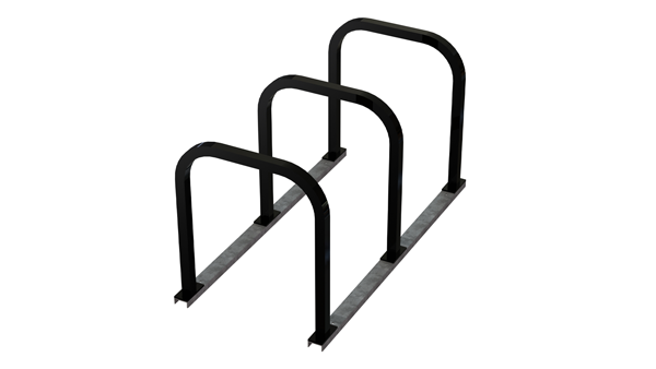 U racks on rails are ideal for use in on-street bike parking corrals. 