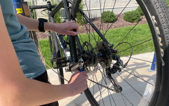 RepairStan Bike Repair Station in use