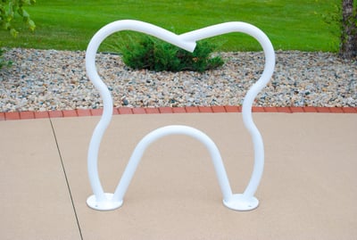 Tooth themed bike rack