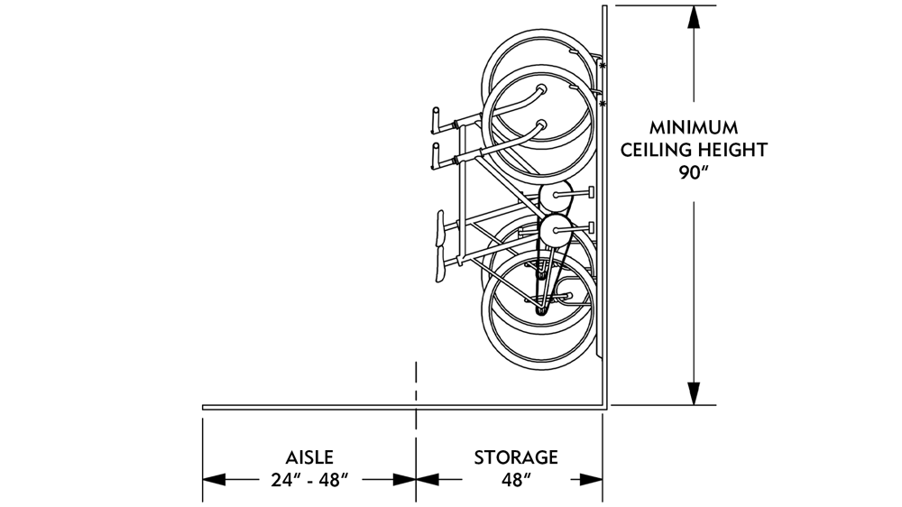 Vertical Bike Storage Space Dimensions