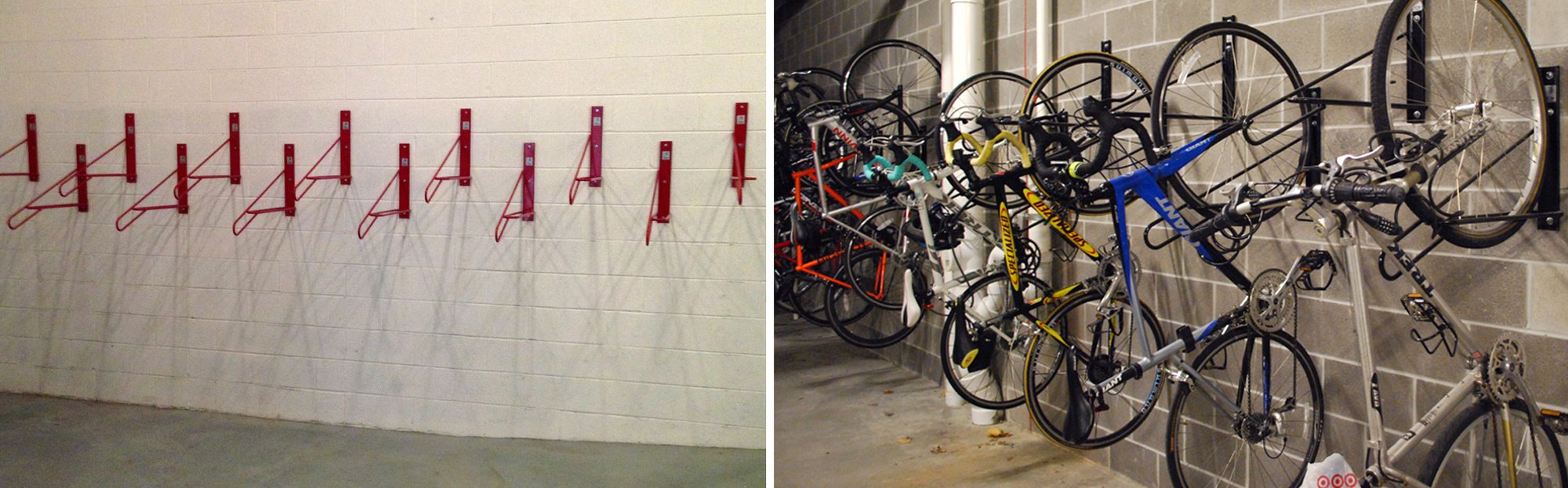 Create Vertical Bike Storage with these Vertical Bike Parking Systems